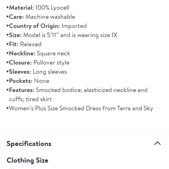 Terra & Sky Plus Size Smocked Dress NWT - Picture 7 of 8